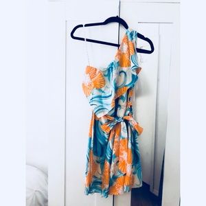 One Shoulder Lilly Pulitzer Printed Silk Dress, 4
